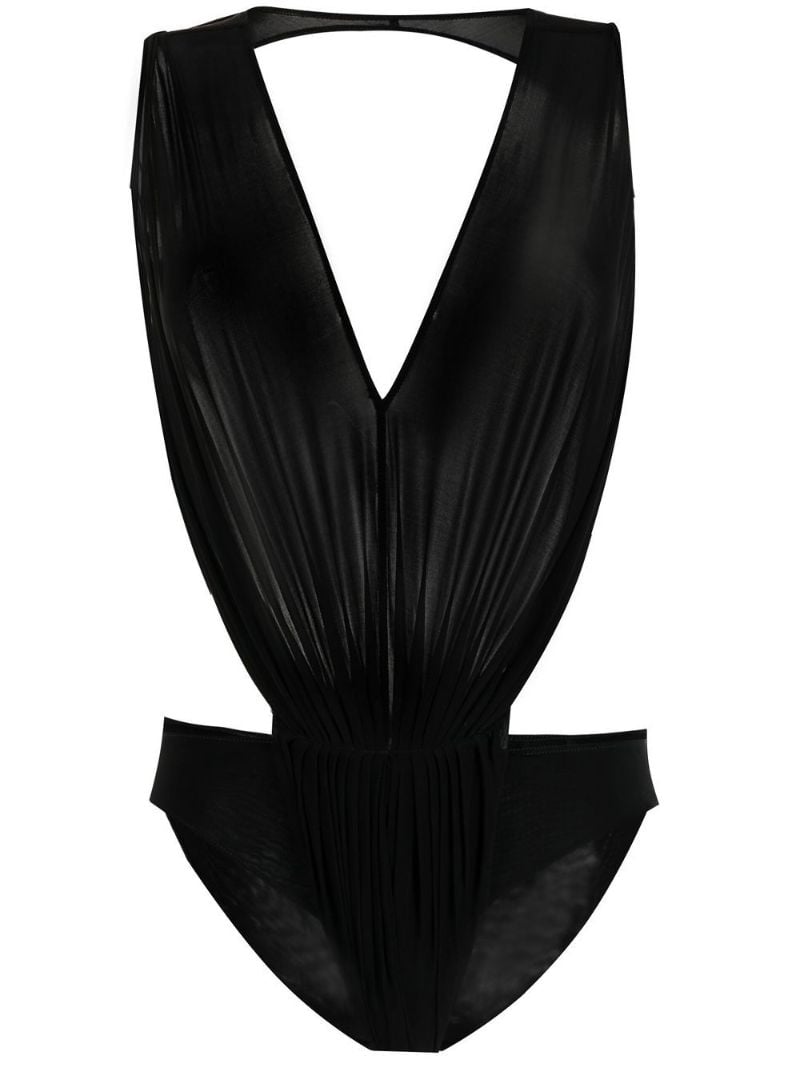 Black Backless V-neck Bodysuit