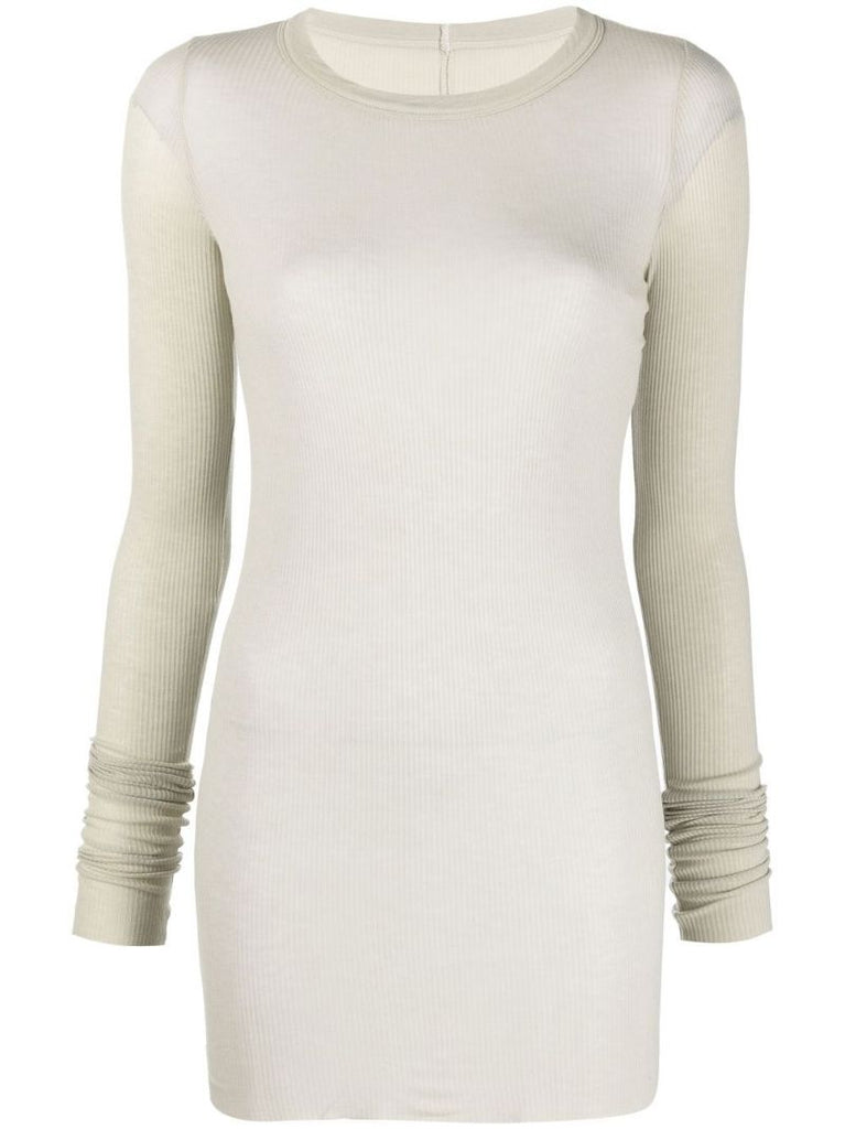 Neutral Ribbed Long Sleeved Top