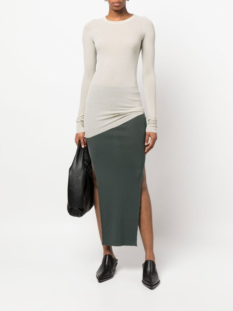 Neutral Ribbed Long Sleeved Top