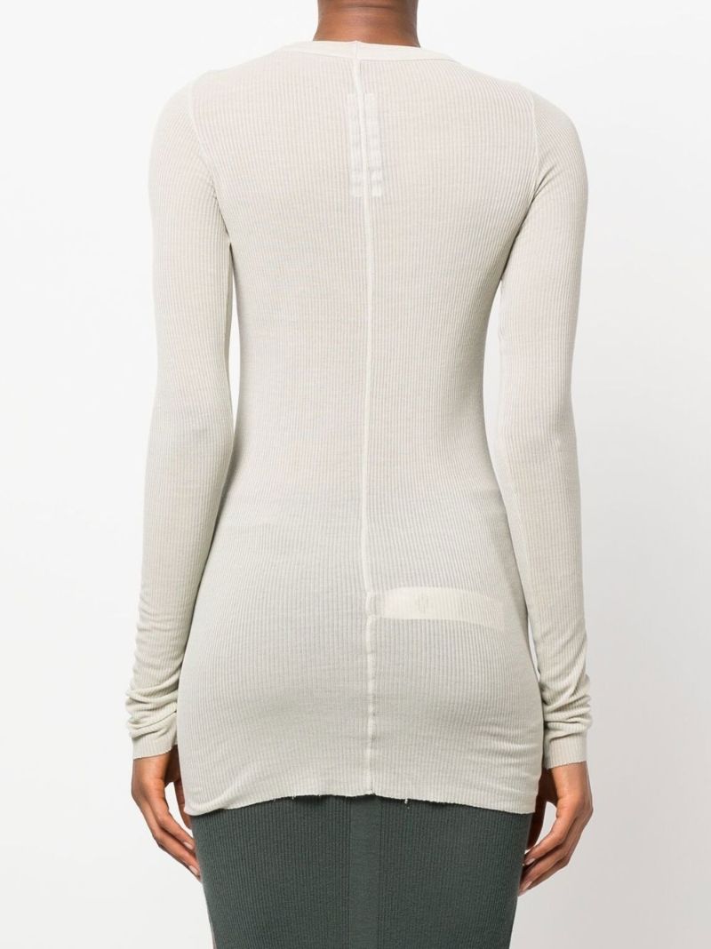 Neutral Ribbed Long Sleeved Top