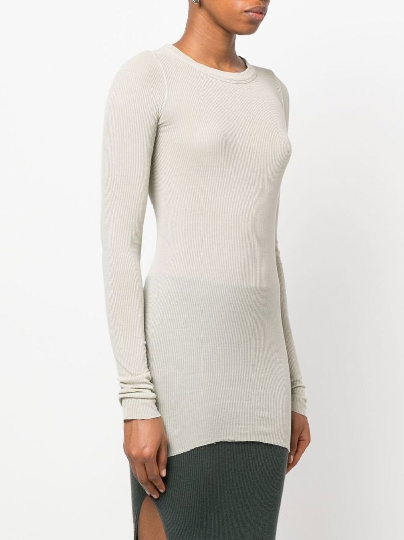 Neutral Ribbed Long Sleeved Top