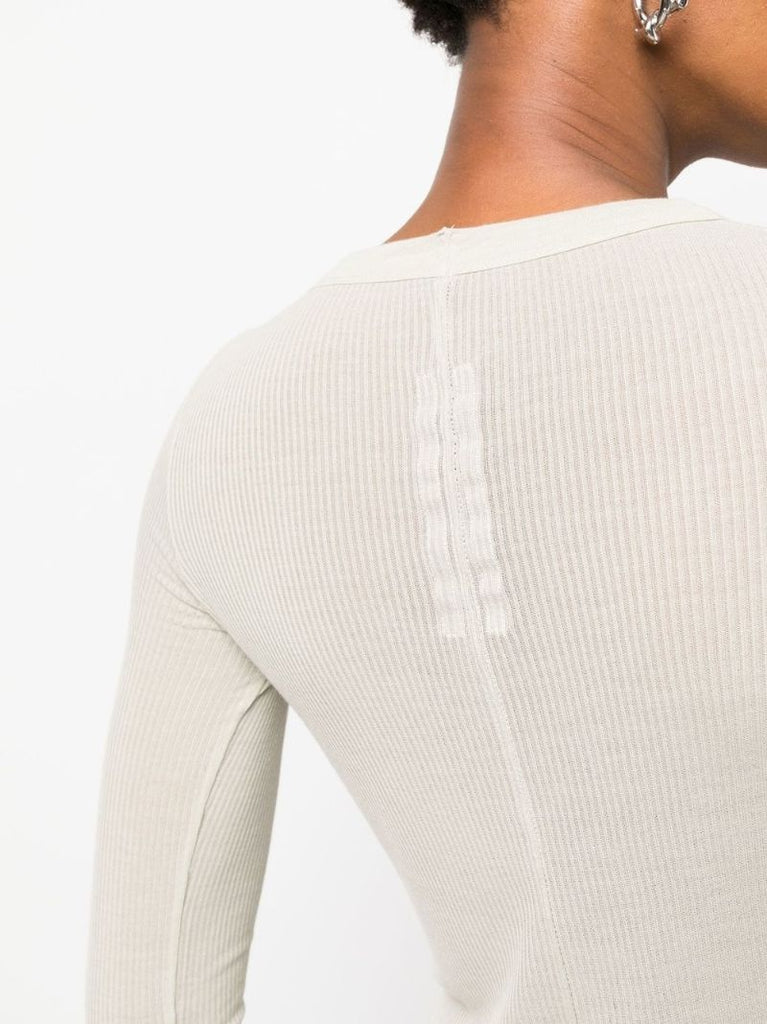 Neutral Ribbed Long Sleeved Top