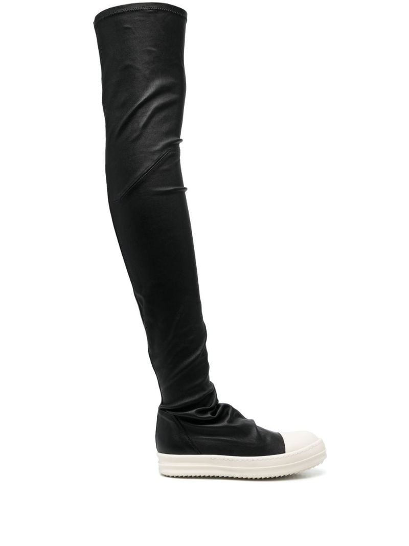 Black Thigh-high Flatform Leather Boots