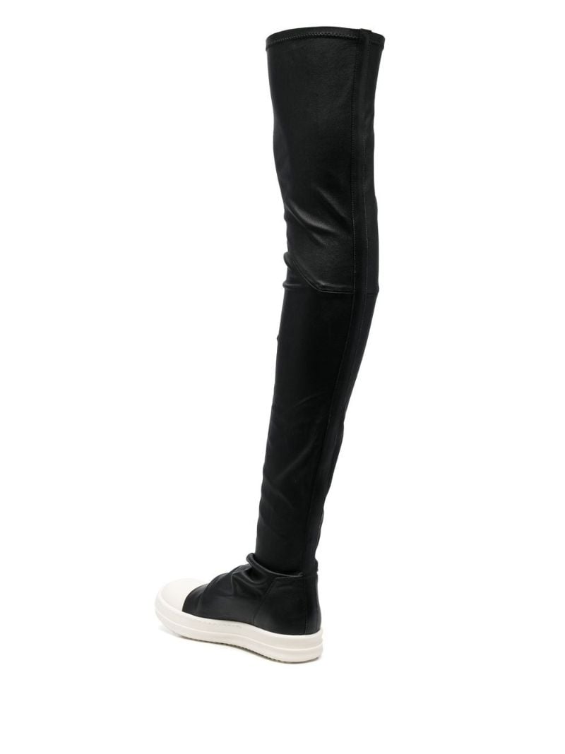 Black Thigh-high Flatform Leather Boots