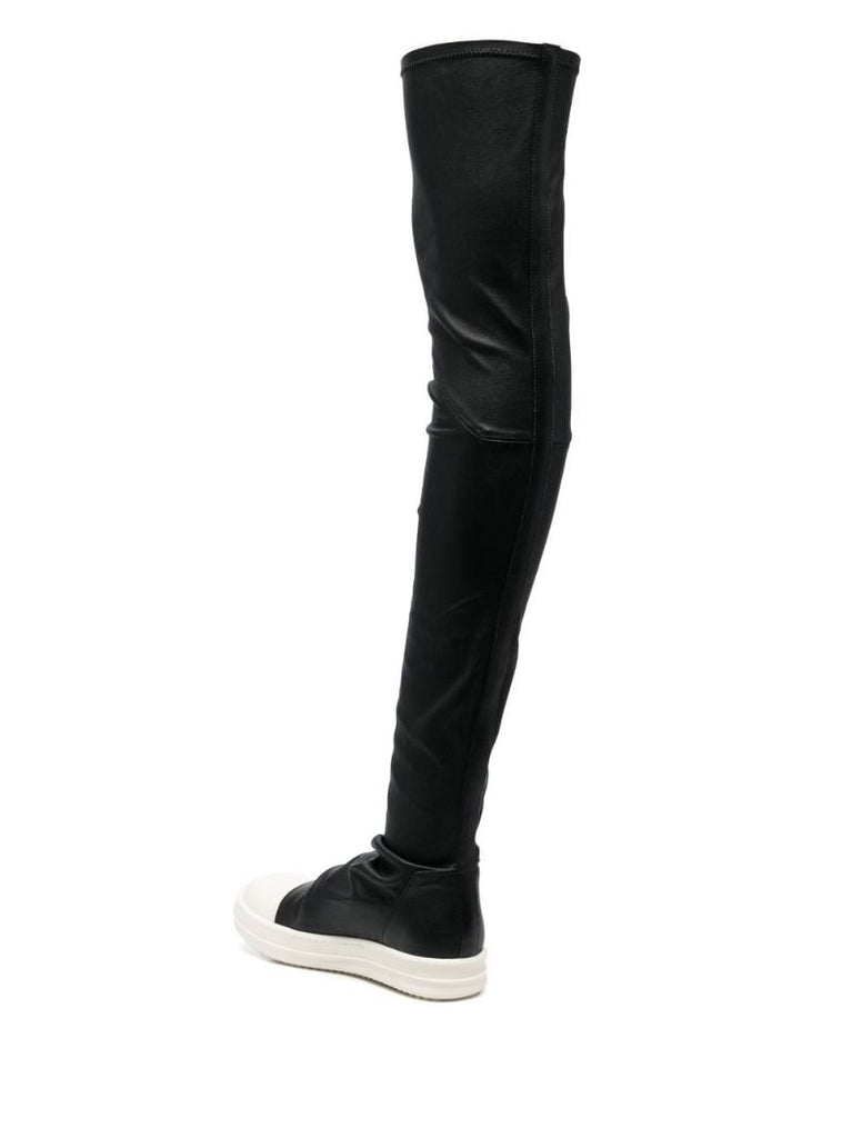 Black Thigh-high Flatform Leather Boots
