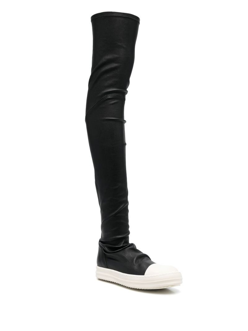 Black Thigh-high Flatform Leather Boots
