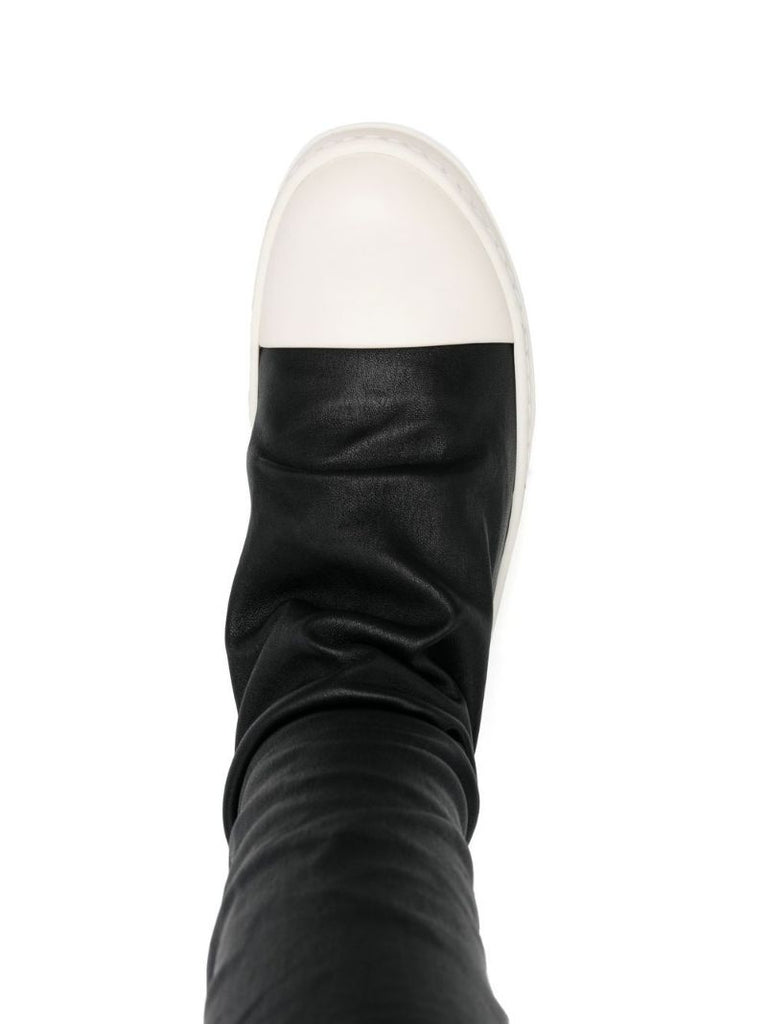 Black Thigh-high Flatform Leather Boots