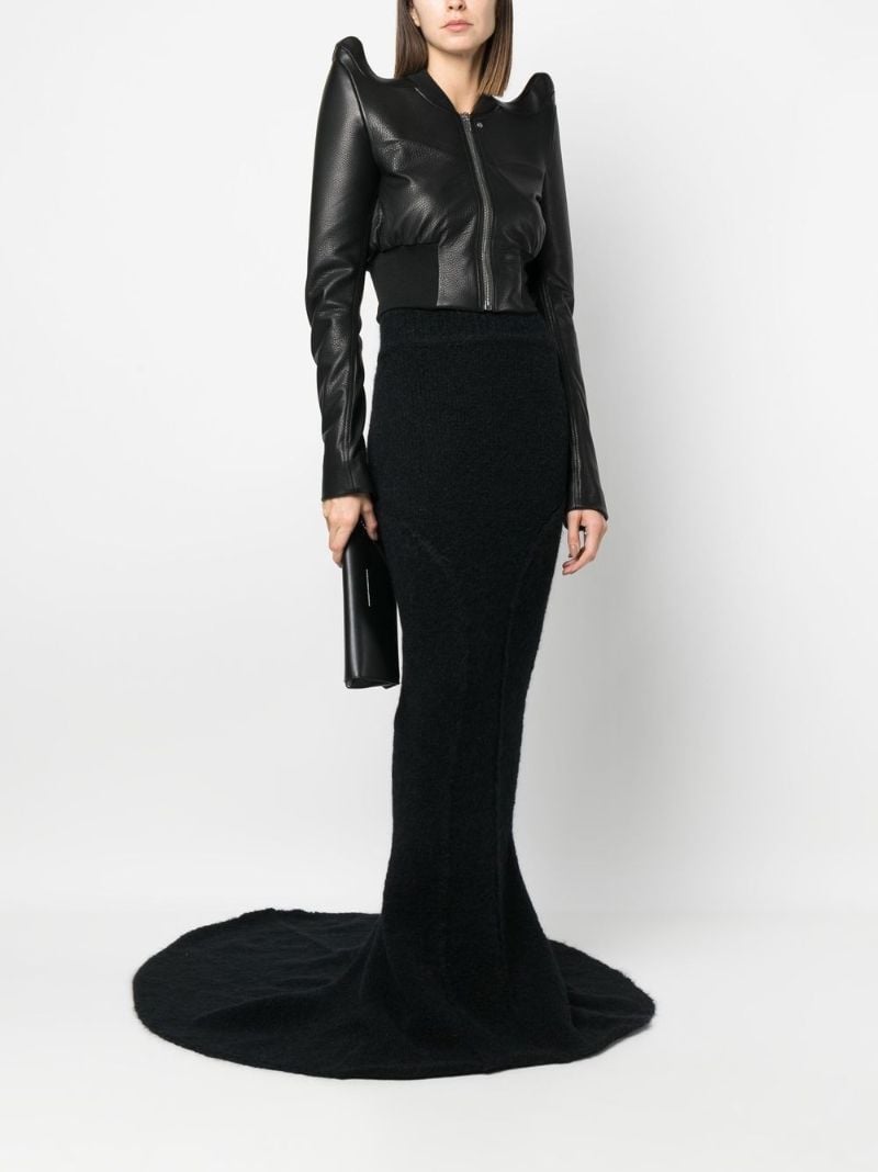 Black Padded Shoulder Leather Jacket