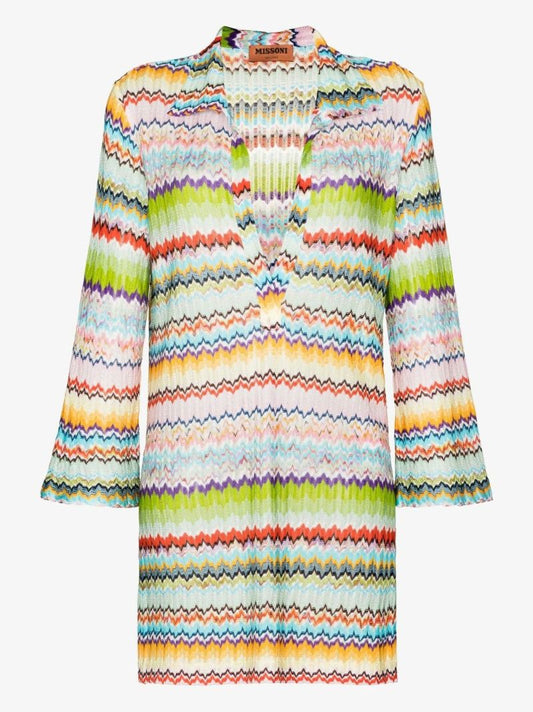 Multicolour Zigzag Crochet Mini Dress