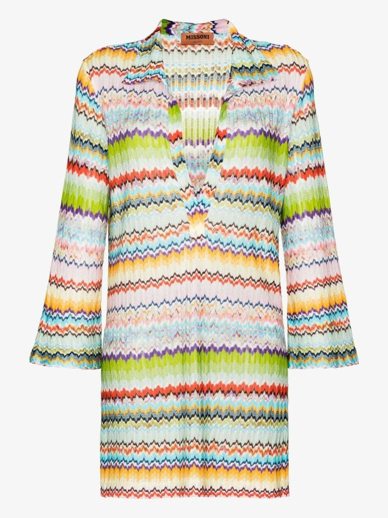 Multicolour Zigzag Crochet Mini Dress