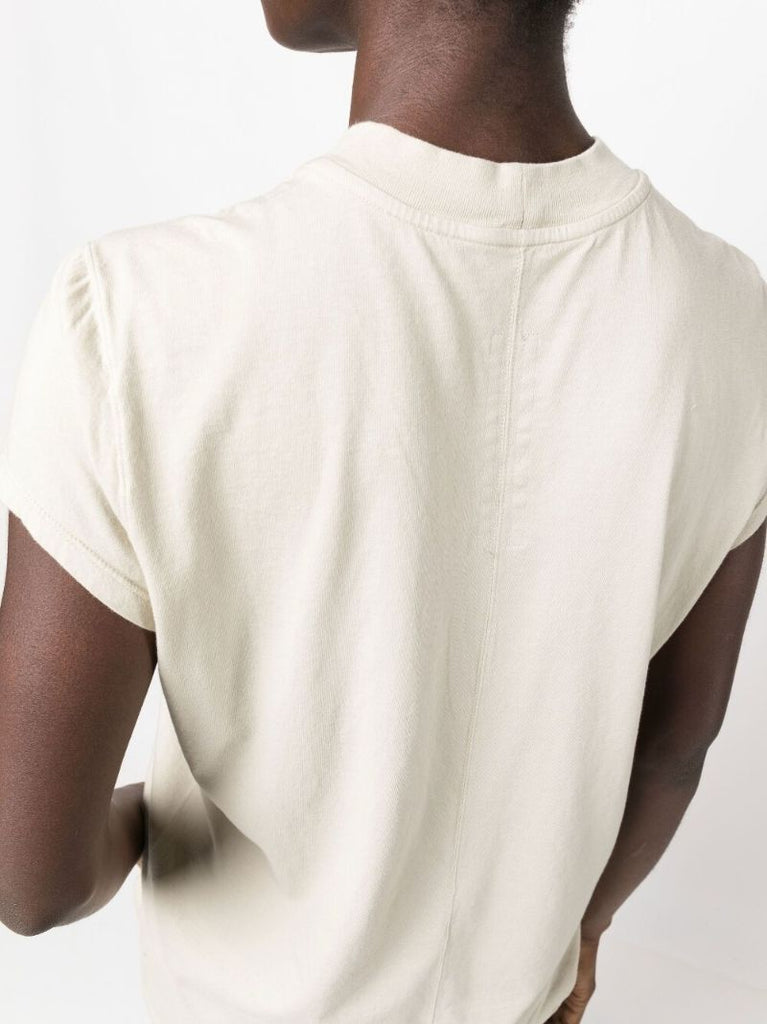 Neutral Drawstring Hem Cotton T-shirt