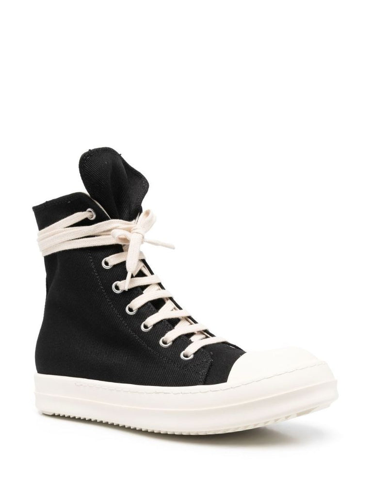 Black High-top Lace-up Canvas Sneakers