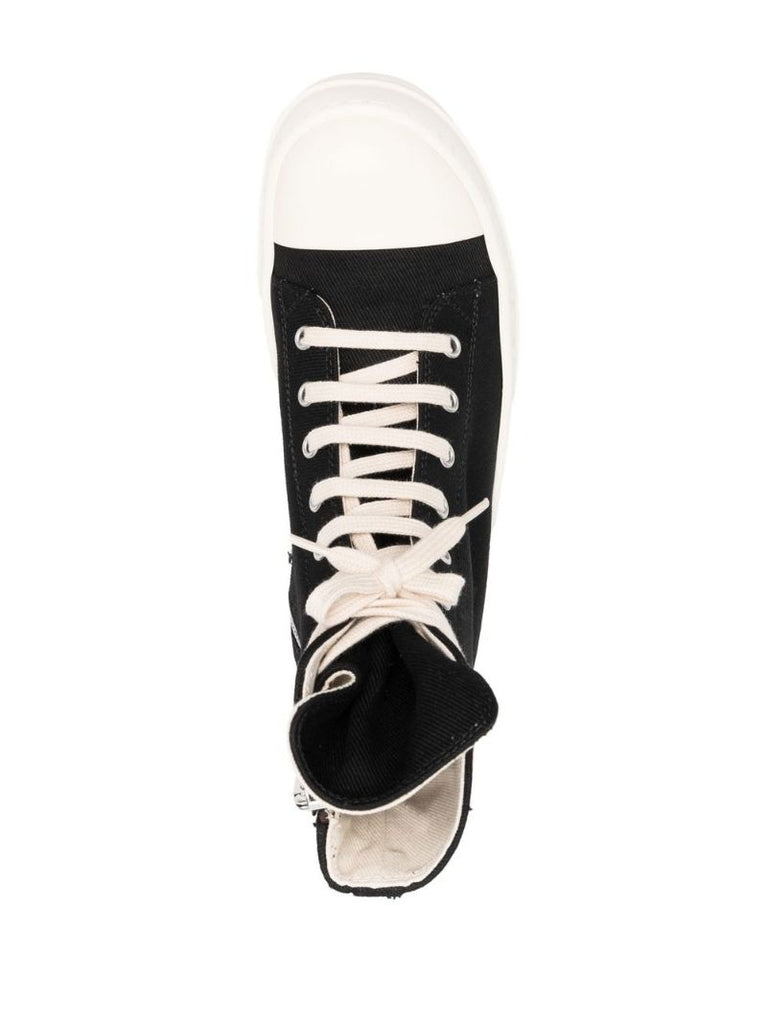 Black High-top Lace-up Canvas Sneakers