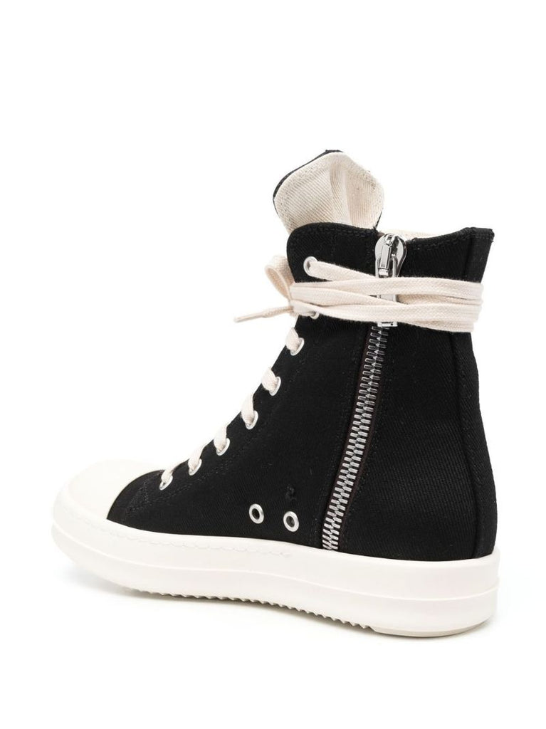 Black High-top Lace-up Canvas Sneakers