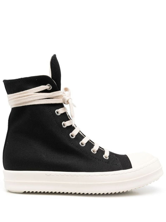 Black High-top Lace-up Canvas Sneakers