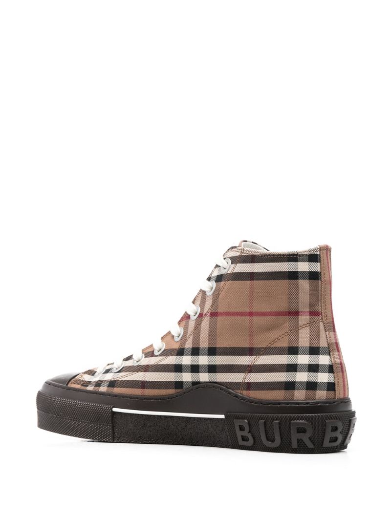 Brown Vintage Check High Top Leather Sneakers
