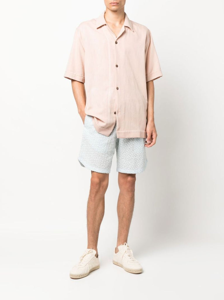 Blue Hiri Embroidered Cotton Shorts