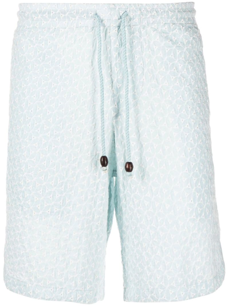 Blue Hiri Embroidered Cotton Shorts