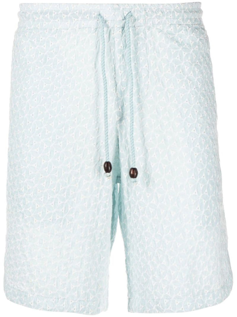 Blue Hiri Embroidered Cotton Shorts