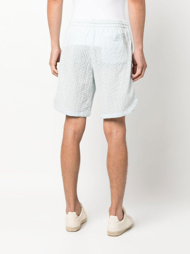 Blue Hiri Embroidered Cotton Shorts