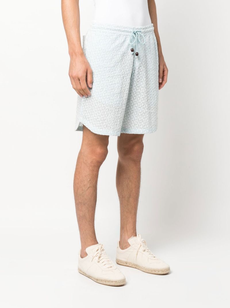 Blue Hiri Embroidered Cotton Shorts