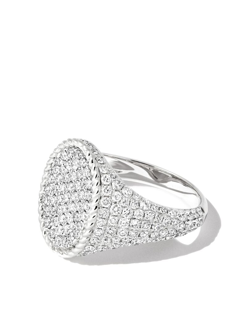 18k White Gold Chevaliere Diamond Signet Ring
