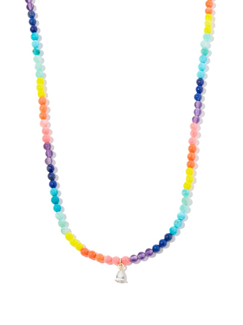 9k Yellow Gold Rainbow Gemstone Diamond Choker Necklace