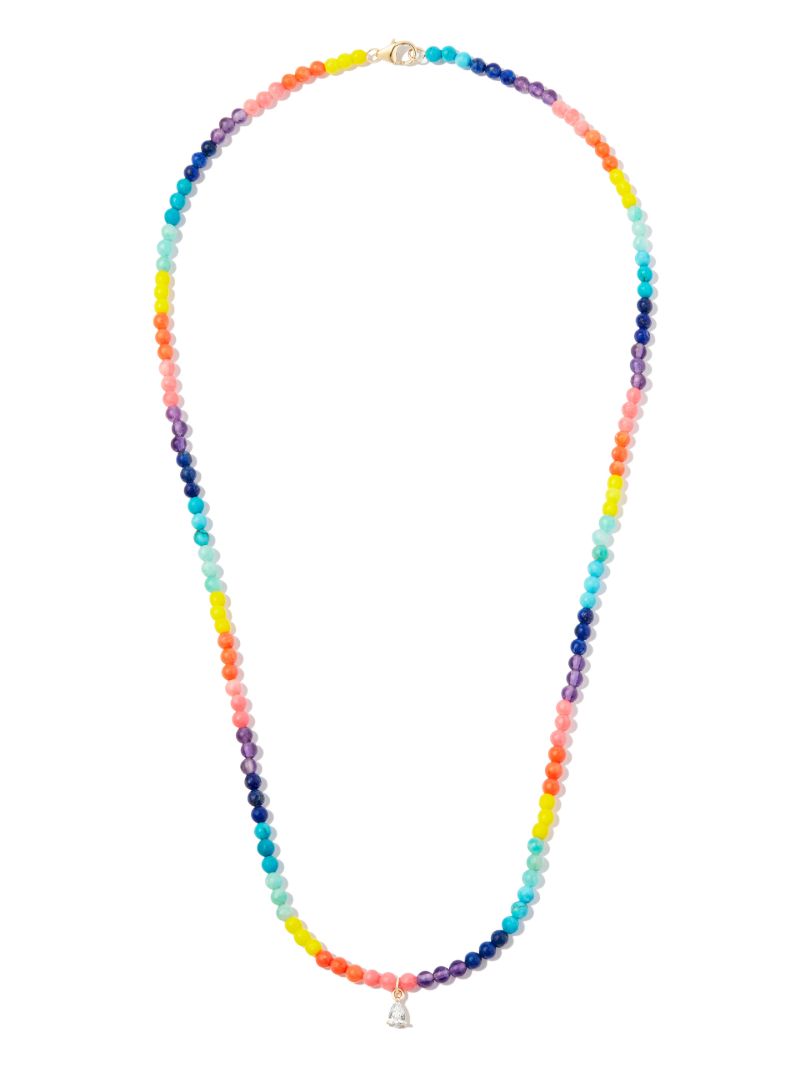 9k Yellow Gold Rainbow Gemstone Diamond Choker Necklace
