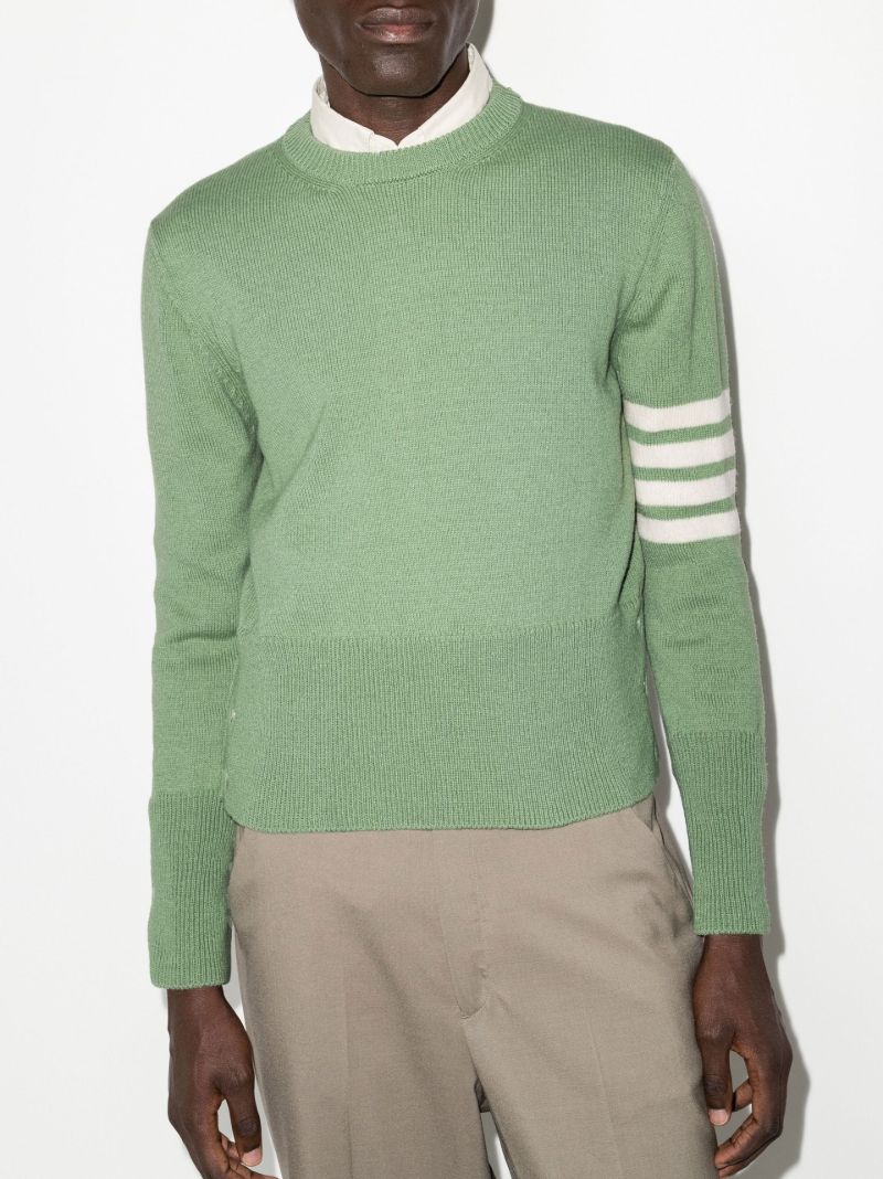 Green 4-bar Stripe Wool Sweater