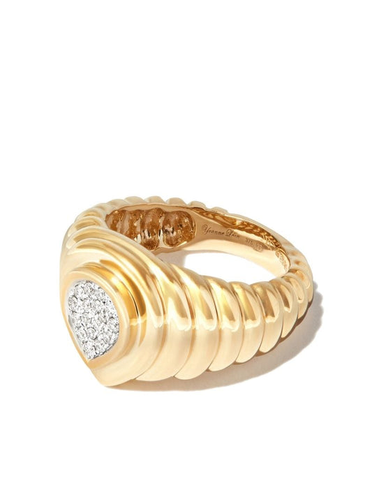 9k Yellow Gold Pear Diamond Signet Ring