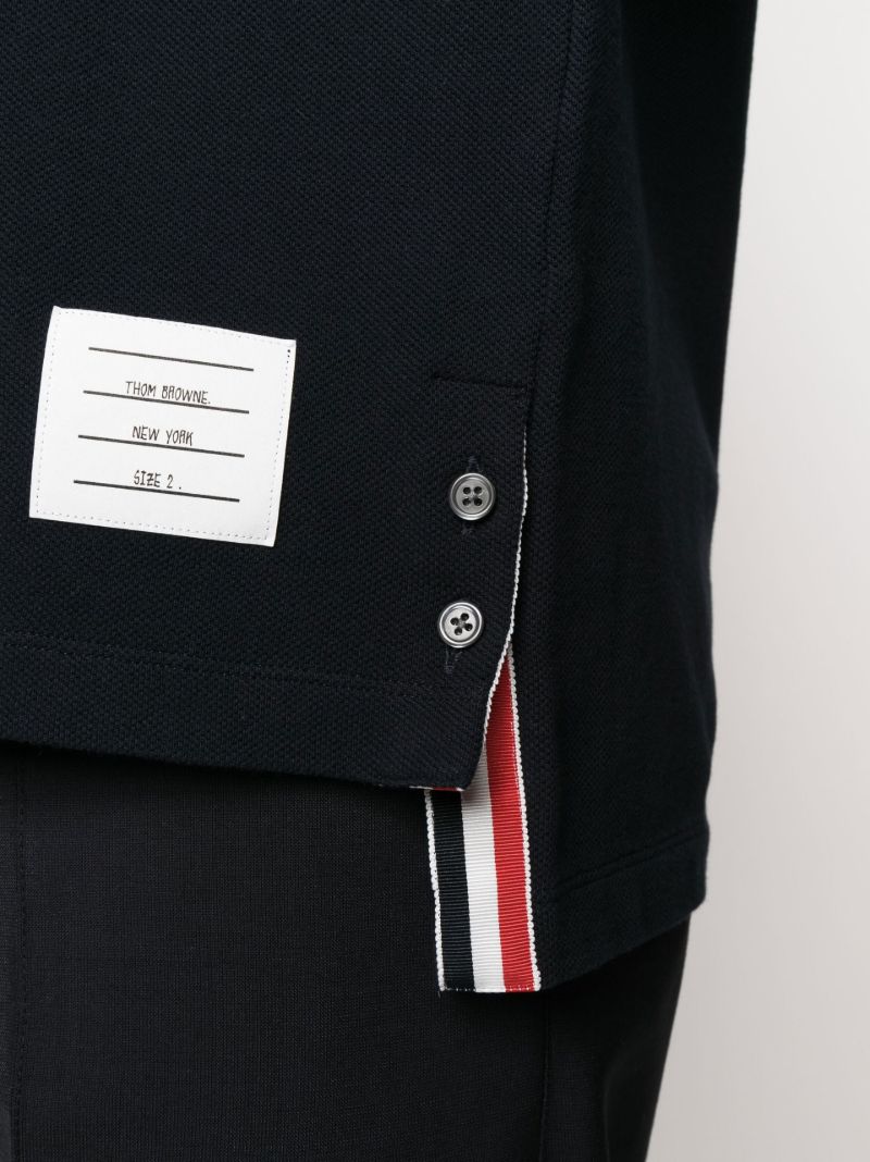 Blue 4-bar Cotton Polo Shirt
