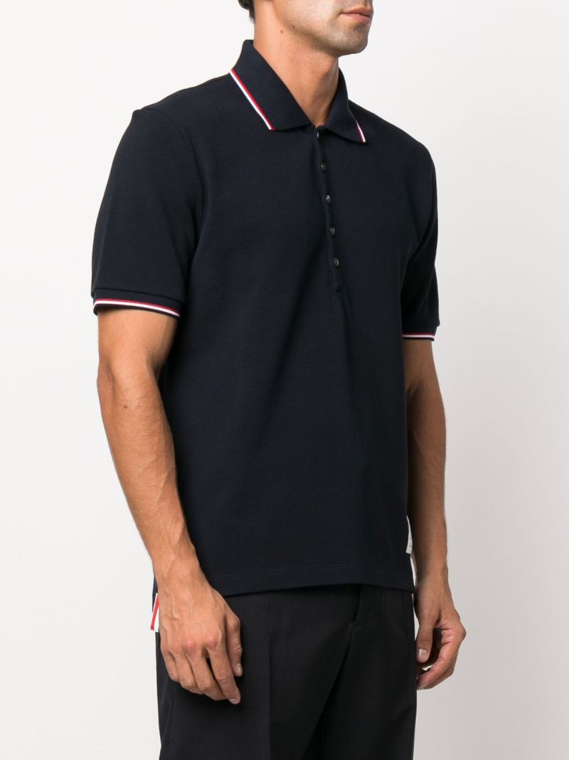 Blue 4-bar Cotton Polo Shirt