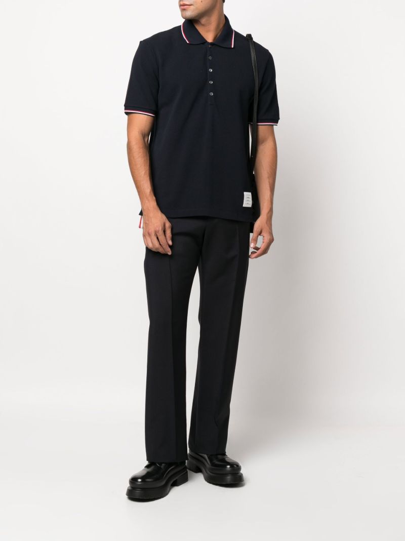 Blue 4-bar Cotton Polo Shirt