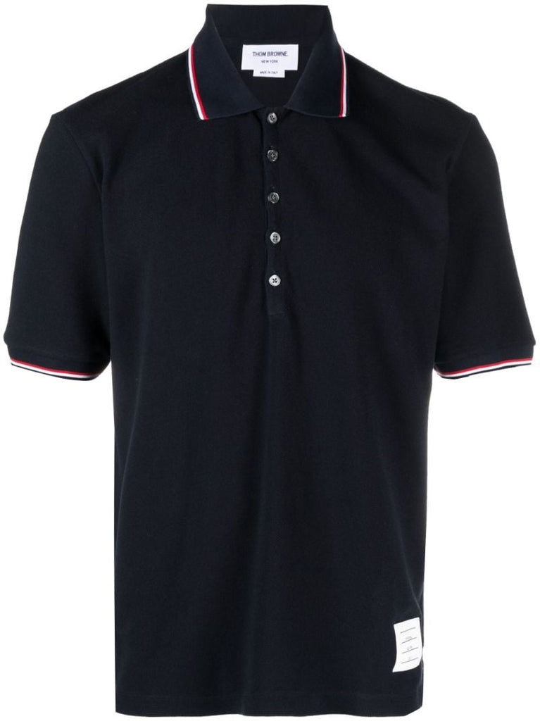 Blue 4-bar Cotton Polo Shirt