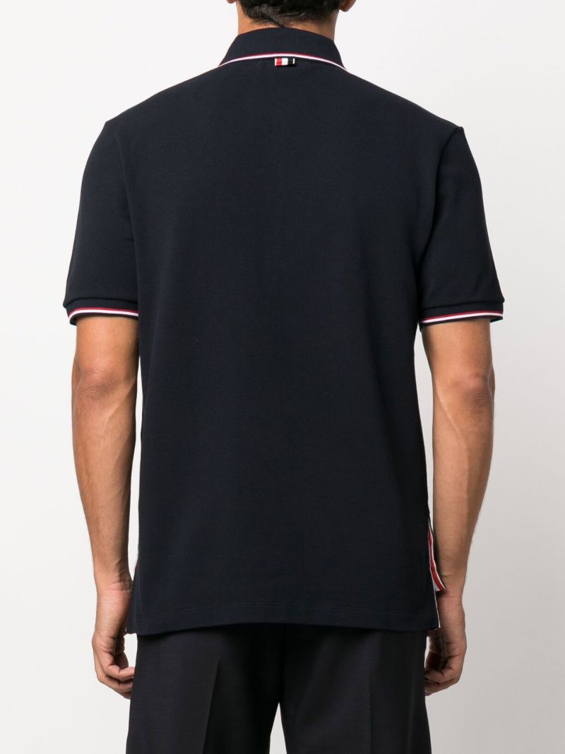 Blue 4-bar Cotton Polo Shirt