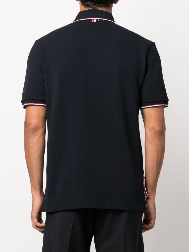 Blue 4-bar Cotton Polo Shirt