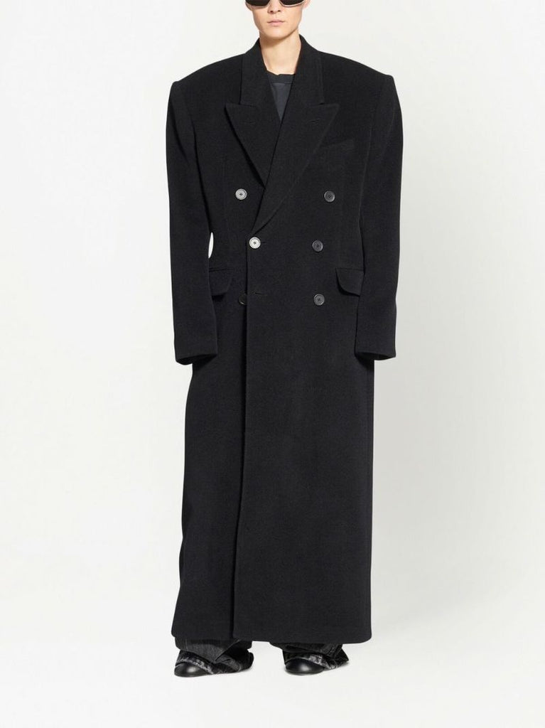 Black Double-breasted Wool Coat