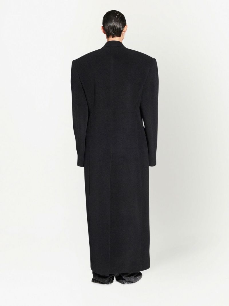 Black Double-breasted Wool Coat