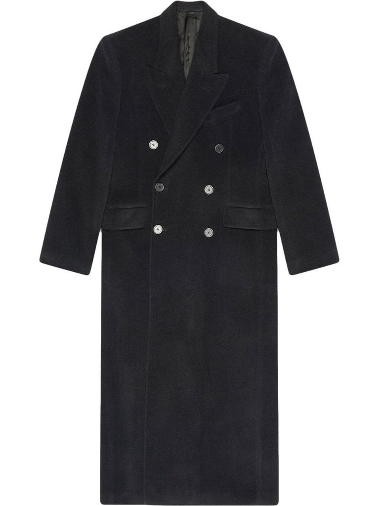 Black Double-breasted Wool Coat