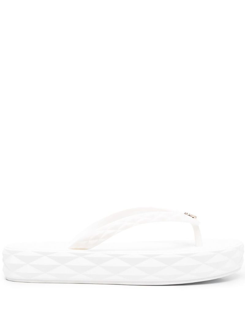 White Diamond Quilted Flip Flops