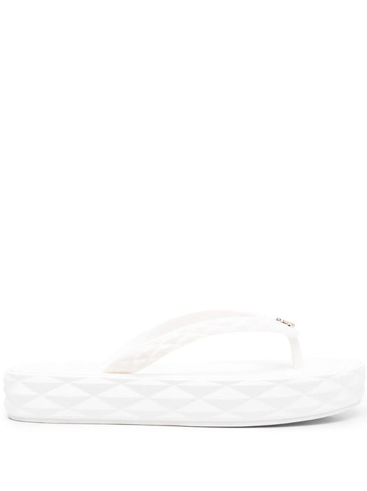 White Diamond Quilted Flip Flops