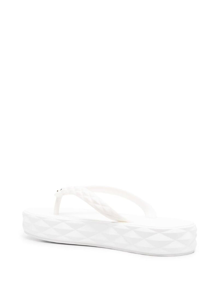 White Diamond Quilted Flip Flops