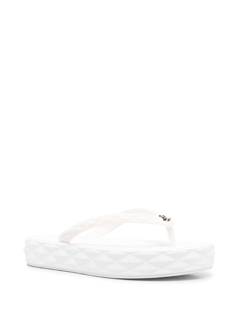 White Diamond Quilted Flip Flops