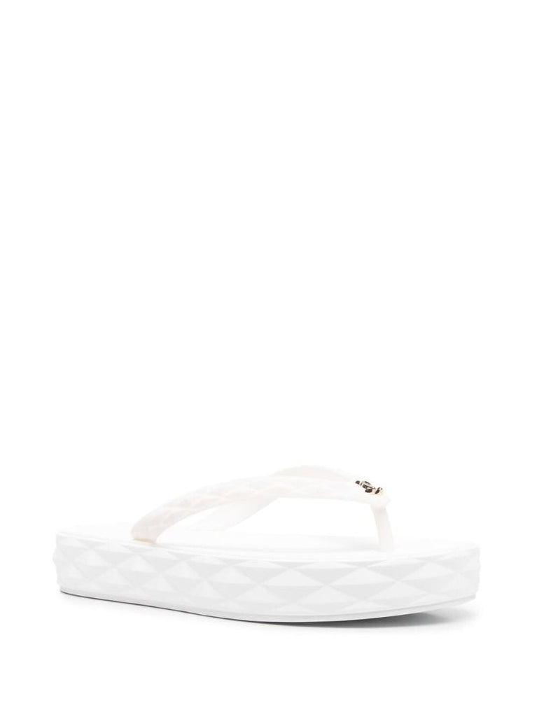 White Diamond Quilted Flip Flops