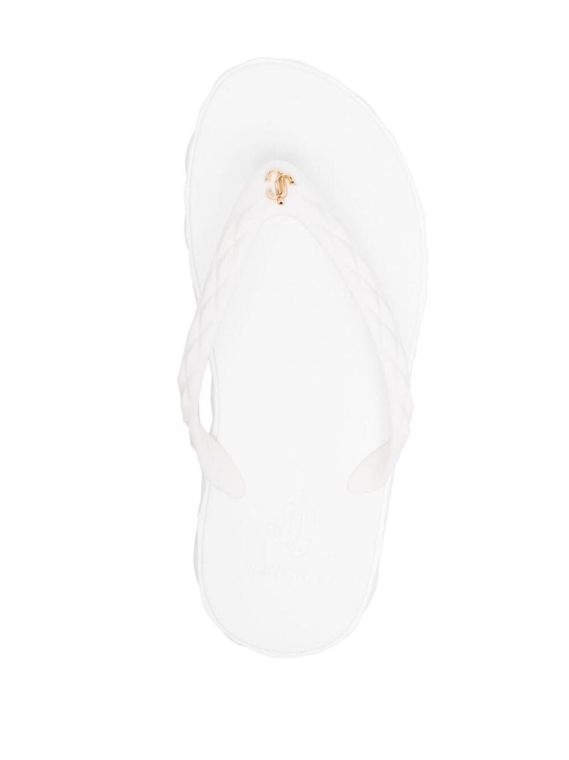 White Diamond Quilted Flip Flops