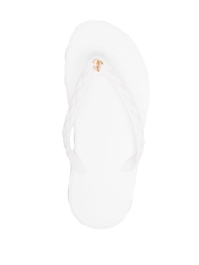 White Diamond Quilted Flip Flops