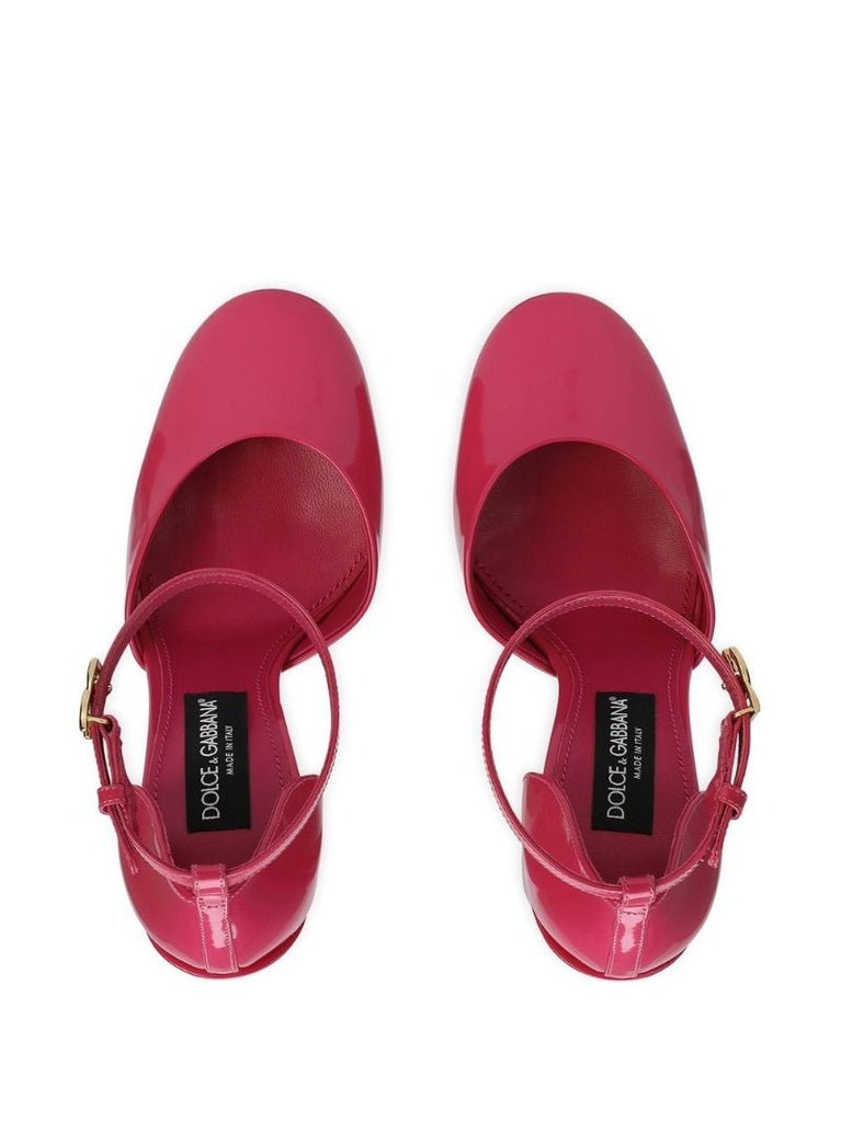 Pink 105 Leather Platform Pumps