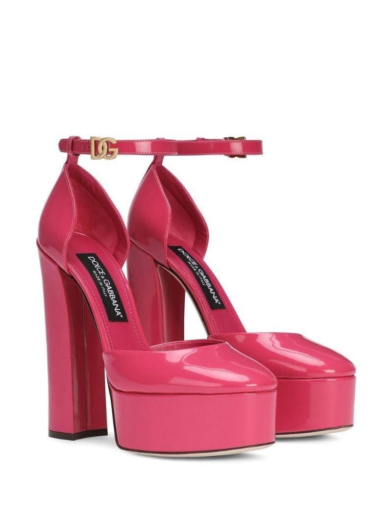 Pink 105 Leather Platform Pumps