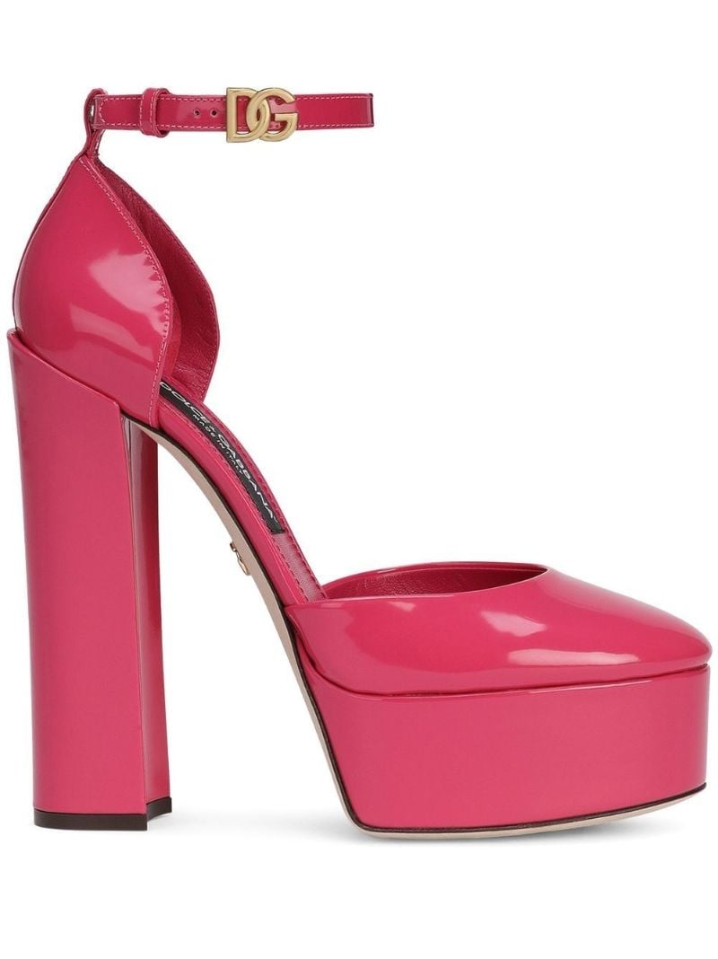 Pink 105 Leather Platform Pumps