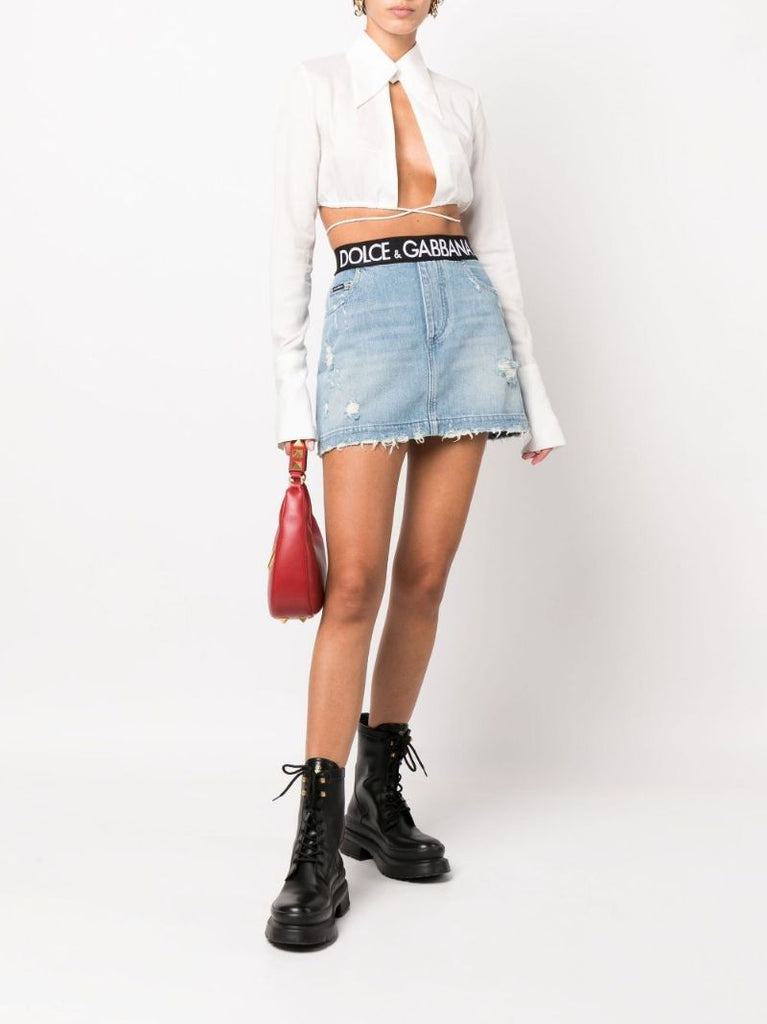Blue Logo Denim Mini Skirt